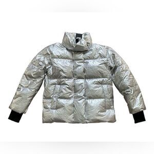 DKNY Silver Puffer Jacket Women’s Size XXS